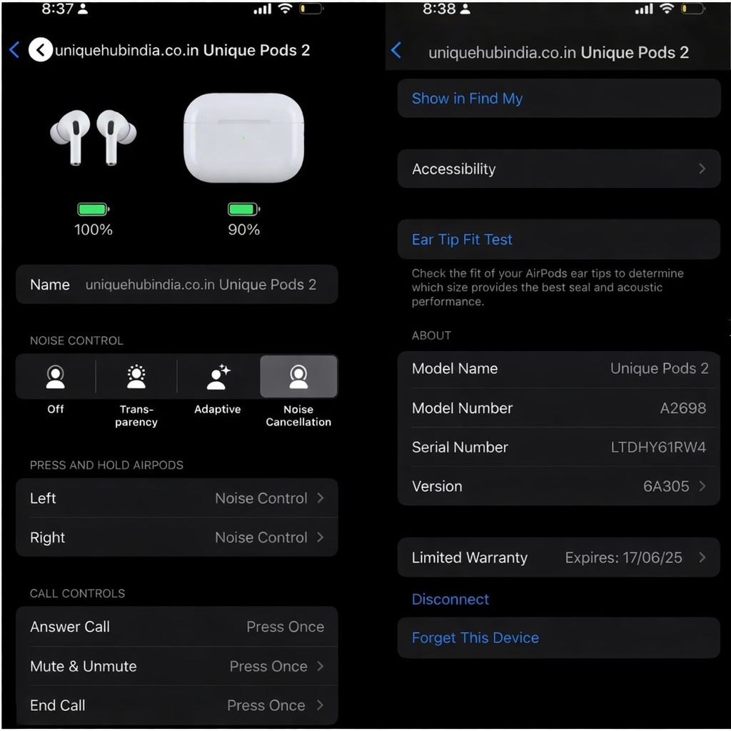 6 in 1  combo - UNIQue PODS PRO 2  FREE MAGSAFE POWERPACK 10000 MAH FREE 4 IN 1 MULTI CHARGING CABLE with silicon cover with sticky pods with mobile stand