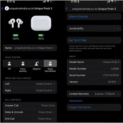 6 in 1  combo - UNIQue PODS PRO 2  FREE MAGSAFE POWERPACK 10000 MAH FREE 4 IN 1 MULTI CHARGING CABLE with silicon cover with sticky pods with mobile stand